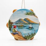 Tamburello in Ceramica con Panorama di Napoli e Vesuvio