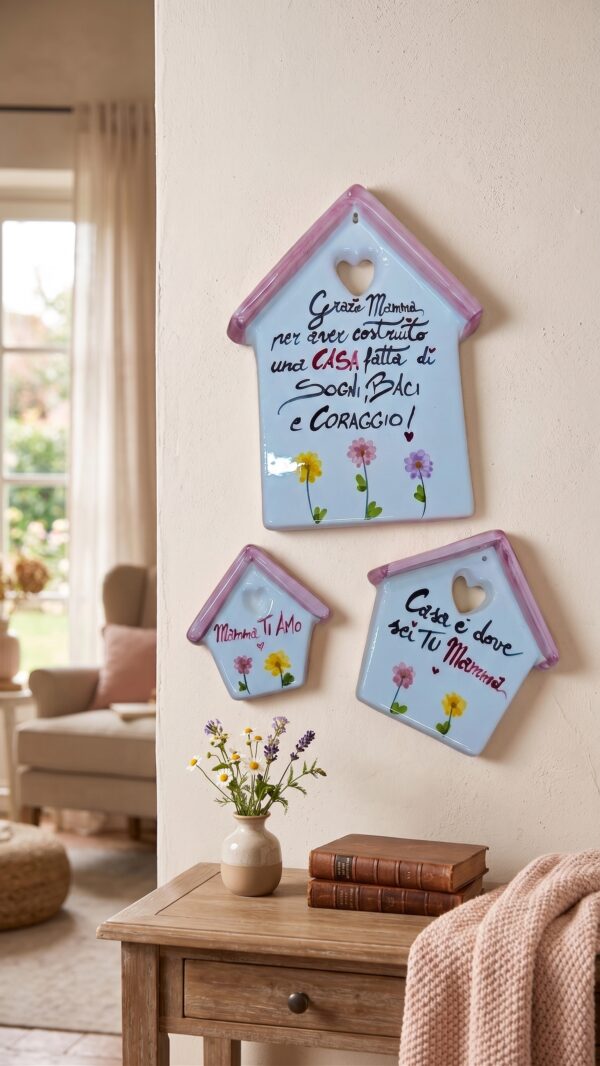 Targa in ceramica a casetta con dedica per la mamma