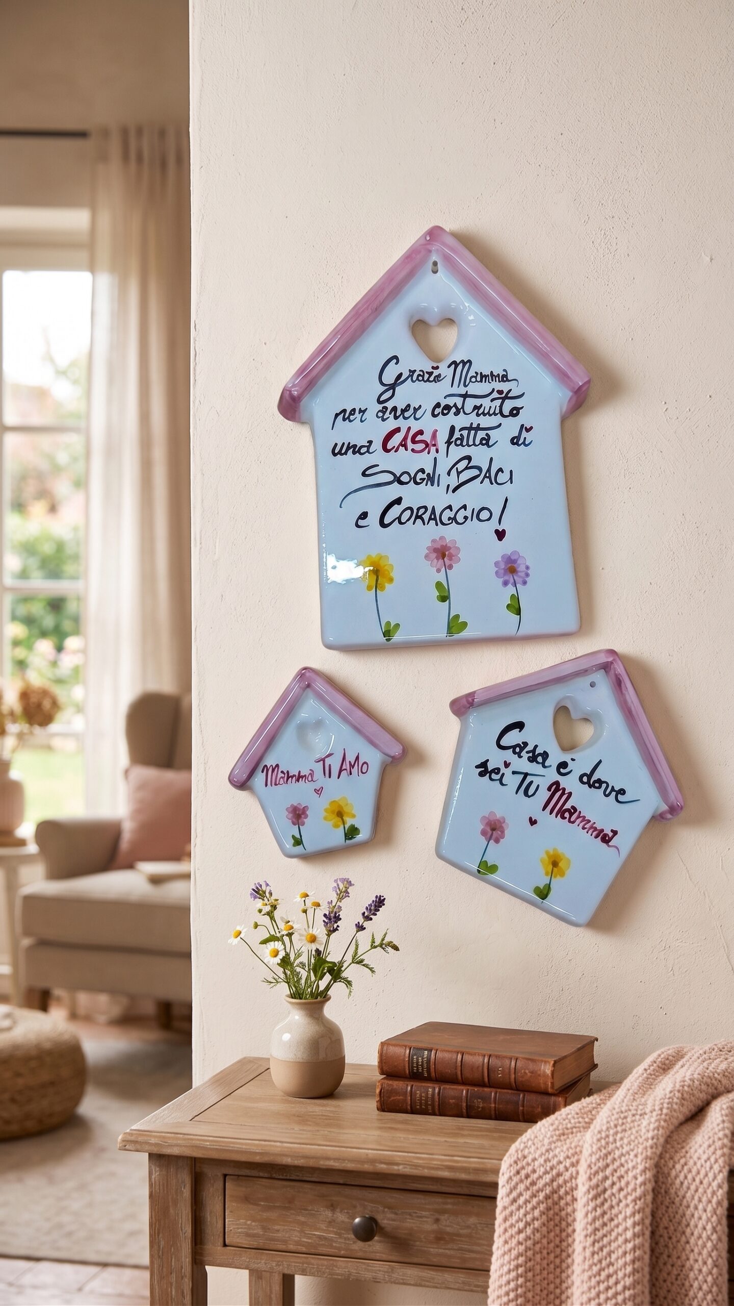 Targa in ceramica a casetta con dedica per la mamma