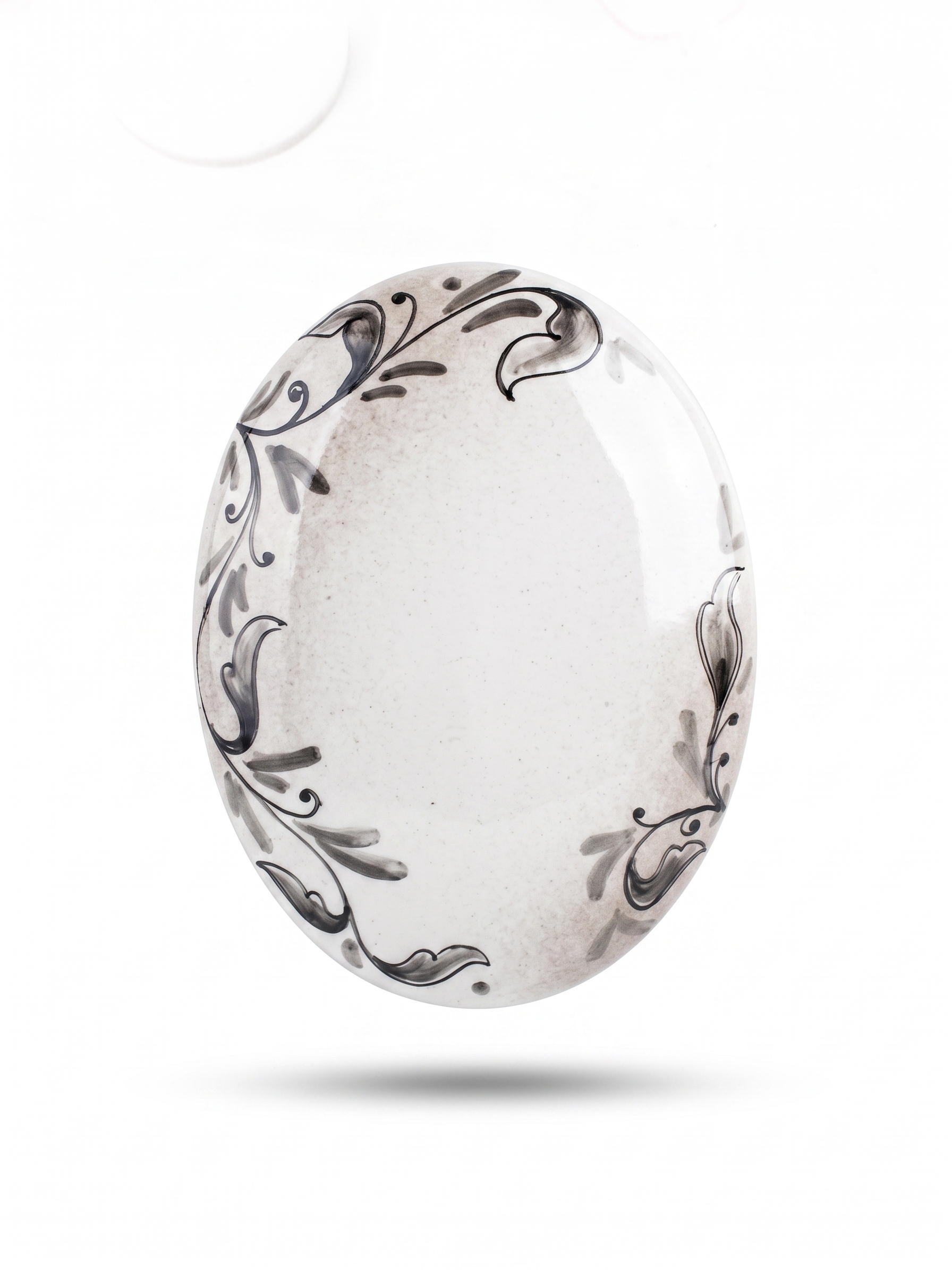 Targa ovale decorativa in ceramica dipinta a mano