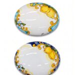 Targa ovale in ceramica con limoni decorata a mano