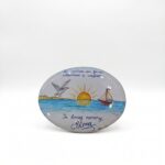 Targa Ovale in Ceramica con Paesaggio Marino e Dedica