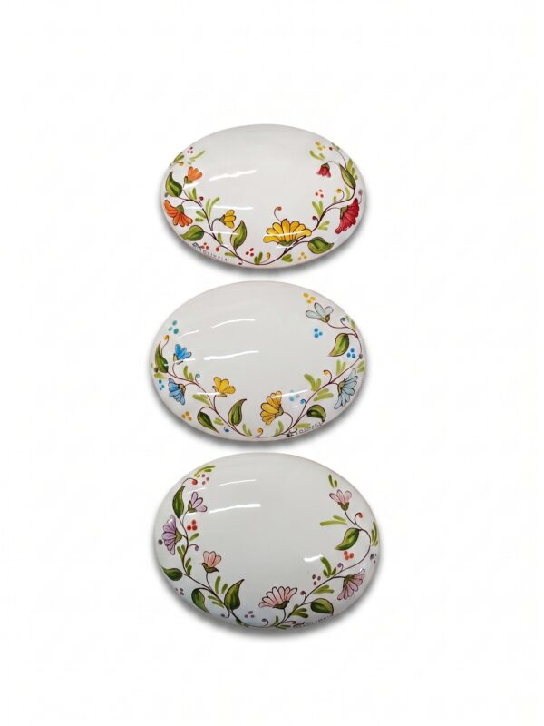 Targhetta Ovale in Ceramica Decorata a Mano con Fiori
