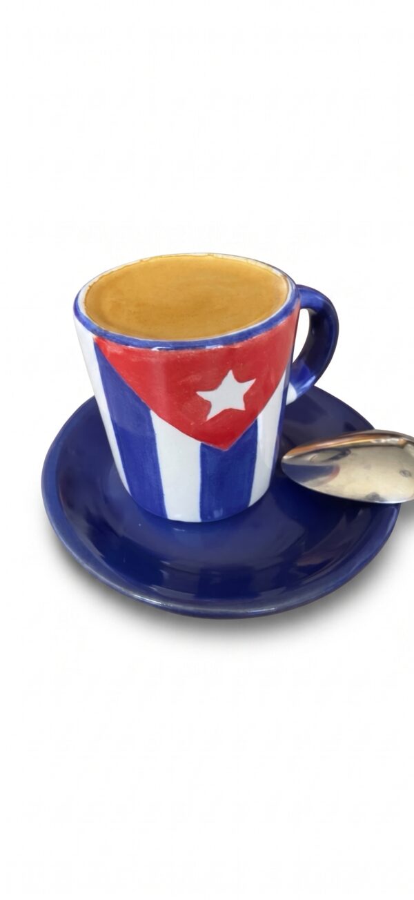 Tazzina da Caffè con Piattino Bandiera di Cuba in Ceramica
