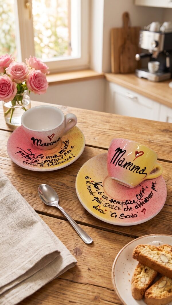 Tazzine da Caffè con Dedica per la Mamma - Set 2 Pezzi