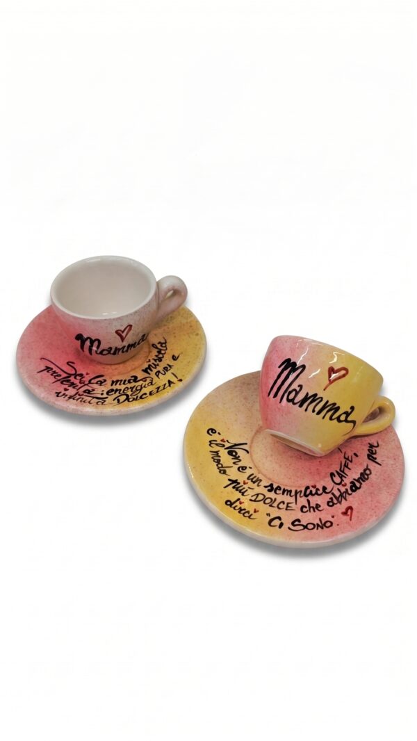 Tazzine da Caffè con Dedica per la Mamma - Set 2 Pezzi