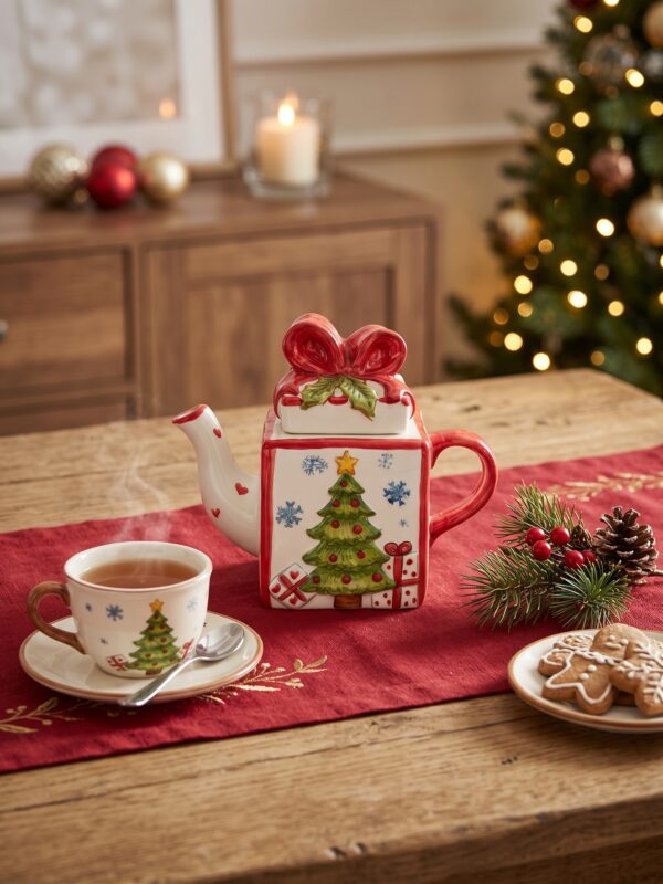 Teiera in ceramica albero di Natale