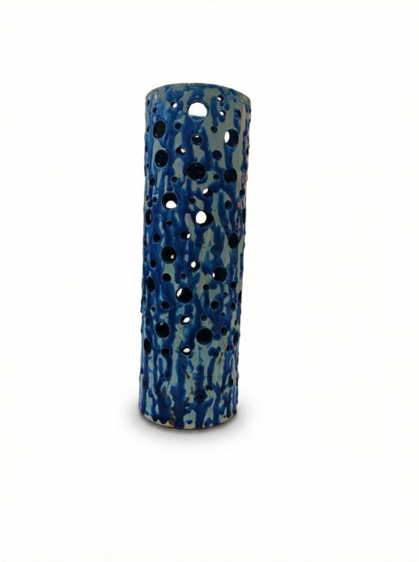 Lume Cilindrico Traforato Blu e Azzurro - Design Moderno