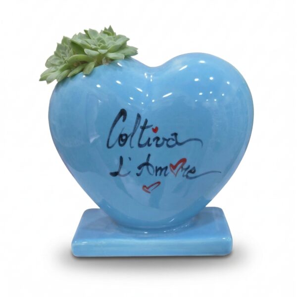 Vaso Cuore in Ceramica con Scritta Coltiva l'Amore