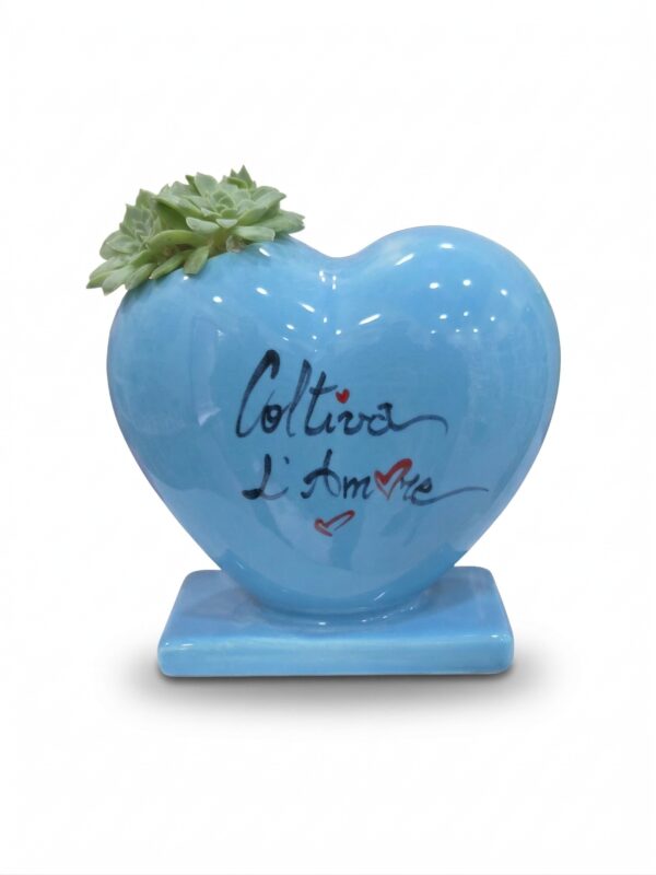 Vaso Cuore in Ceramica con Scritta Coltiva l'Amore