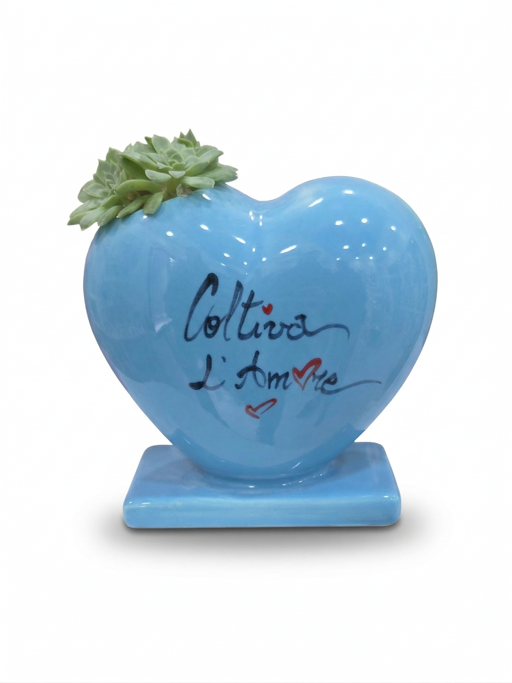Vaso Cuore in Ceramica con Scritta Coltiva l'Amore