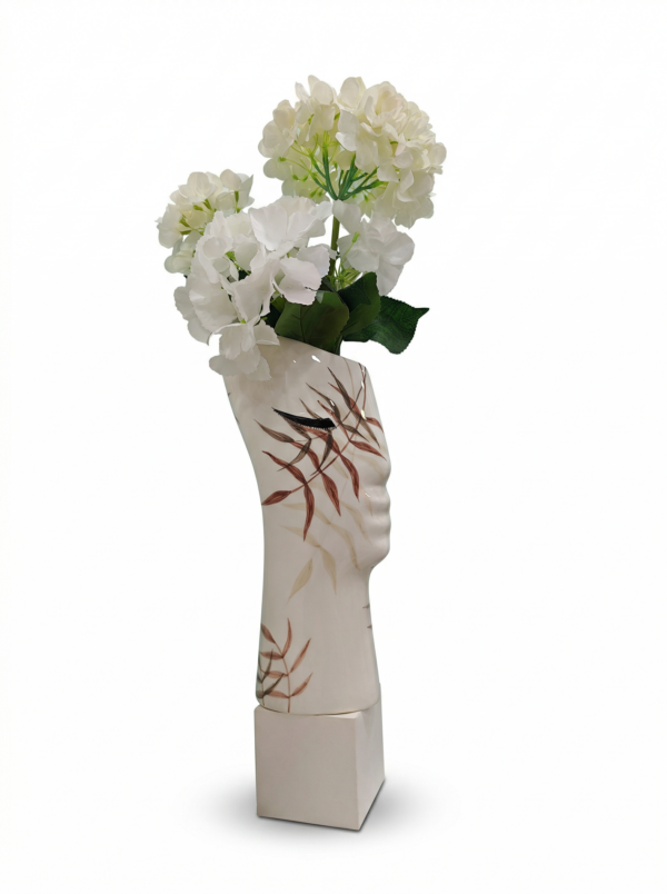 Vaso Viso in Ceramica con Foglie - Design Moderno