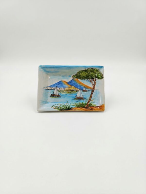 Vassoio in Ceramica con Paesaggio Marino e Vesuvio